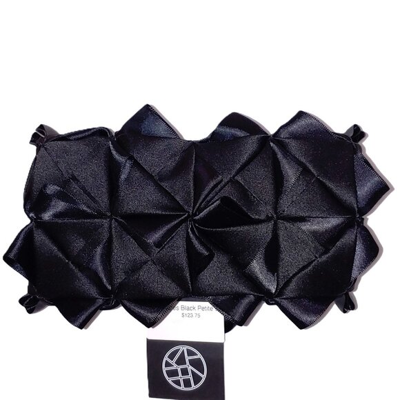 RARE HTF Helen Hayes Squares origami bag Black silk satin baguette evening bag - Picture 5 of 7